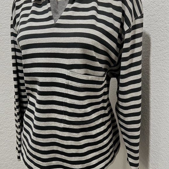 Vintage Fenn Wright Mason 100% Cotton Striped Polo Cropped Women’s S Oversized - Picture 2 of 9